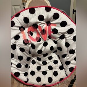 Justice Polka Dot Chair Cushion - Black and Pink